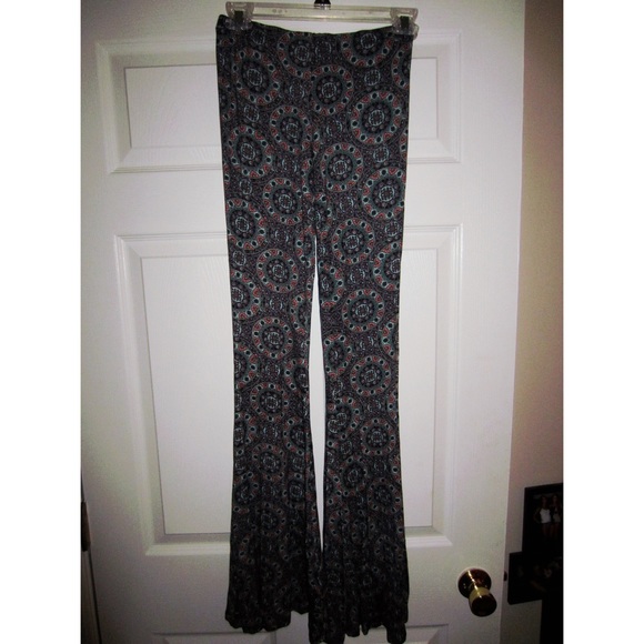 Boho hippie flare bell bottom stretch pants sz S