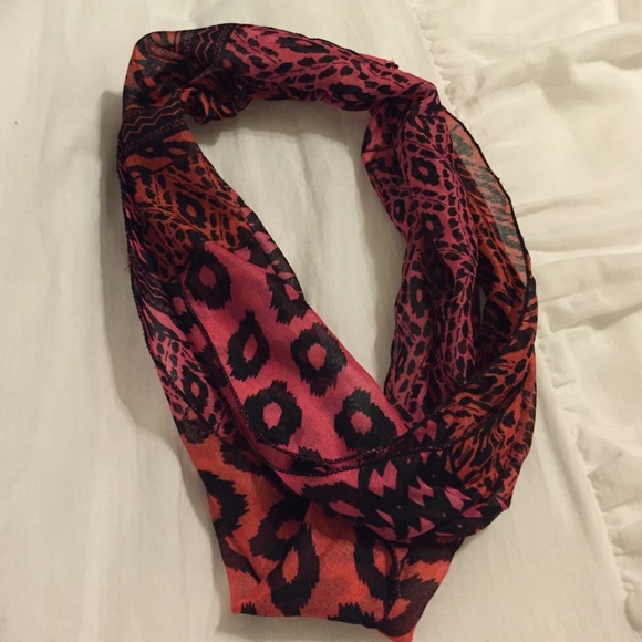 Red patterned infinity scarf