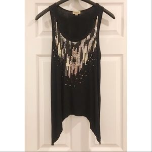 NWOT ONE WORLD Sequin shark bite tank top
