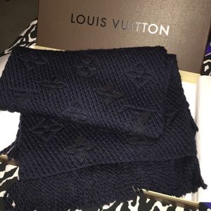 Authentic Louis Vuitton Logomani Dark Navy Scarf