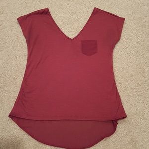 Burgundy v-neck shirt