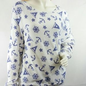 wildfox Oversized Anchor Party Nautical Sweater