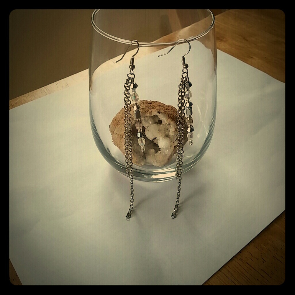 Chain & Crystal Beaded Dangling Earings
