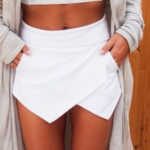 White wrap skort