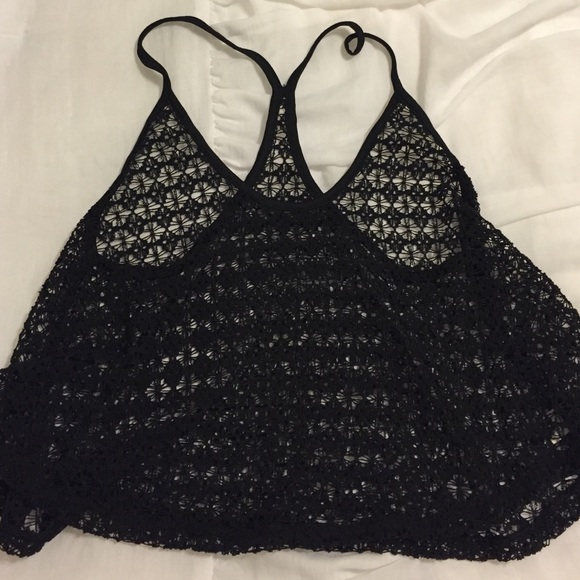 Victoria's Secret PINK Black Crochet Crop Top
