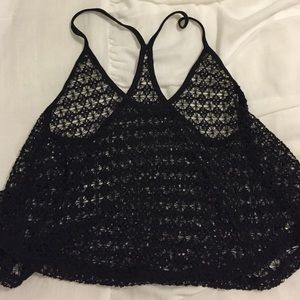 Victoria's Secret PINK Black Crochet Crop Top
