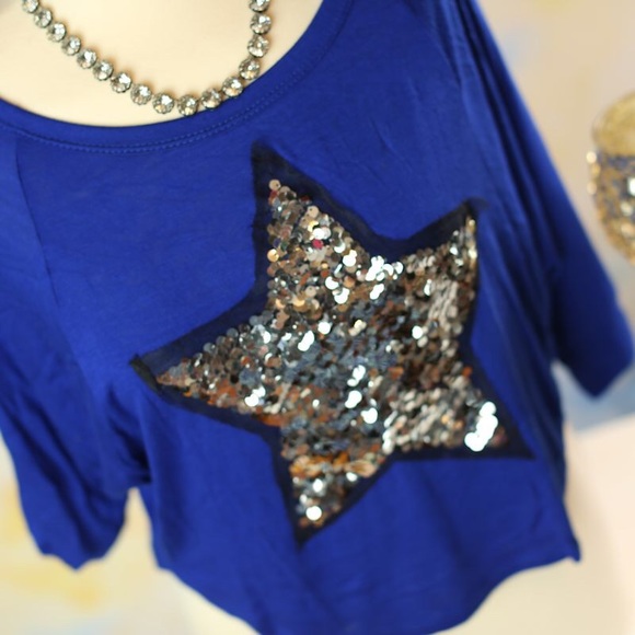 Royal blue crop with sequin star