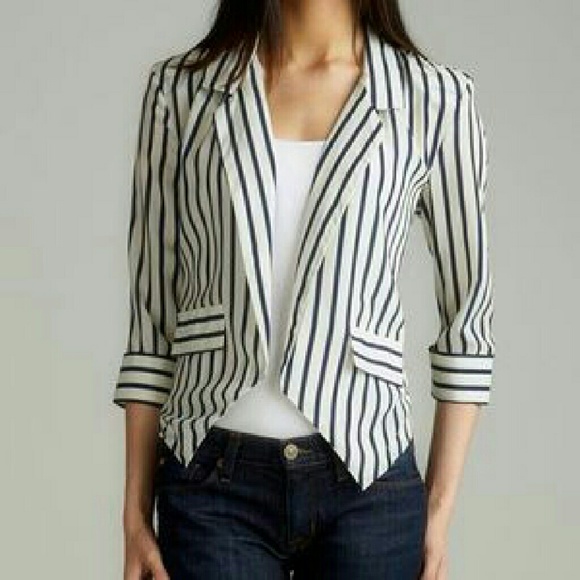 Ali & Kris Navy and White Stripe Blazer