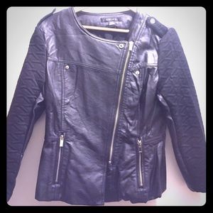 BN Combined faux leather black bike jacket size 40