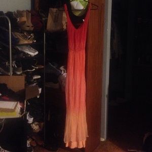 Orange ombré long sun dress