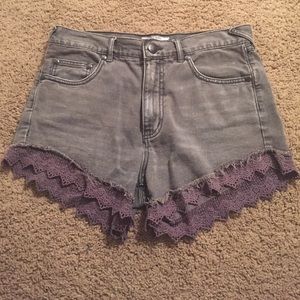 Free people lacy denim cutoff shorts!