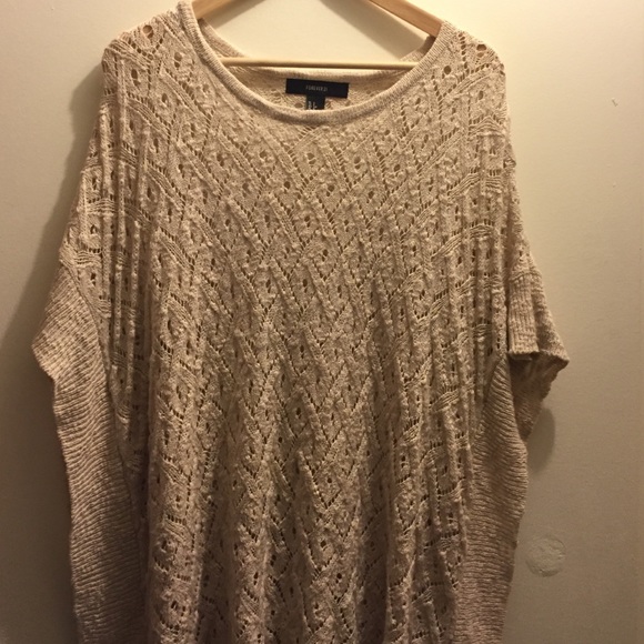 F21 beige knitted sweater poncho size s