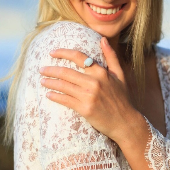Blue Amazonite Wire Wrapped Ring - Picture 2 of 4