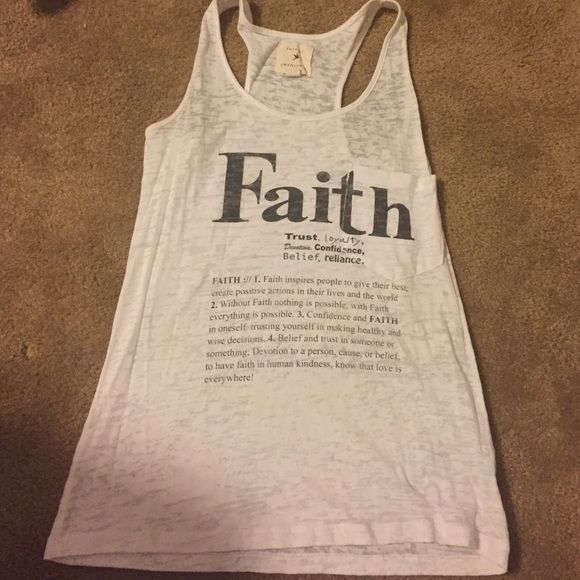 Racerback tank top w/ definition of "faith" on it