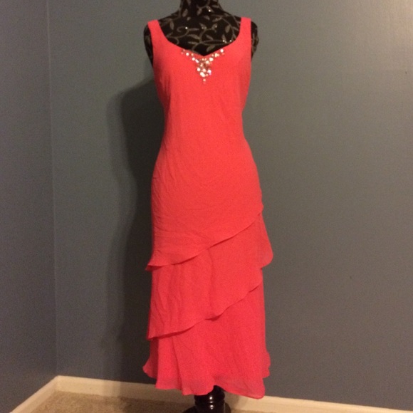 J.R Nites by Carol Lin peach pink layered dress