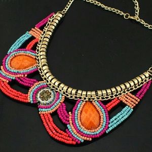 Colorful beaded bib Necklace