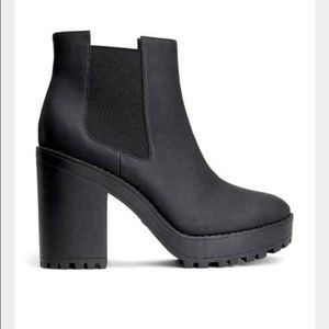 Platform black booties