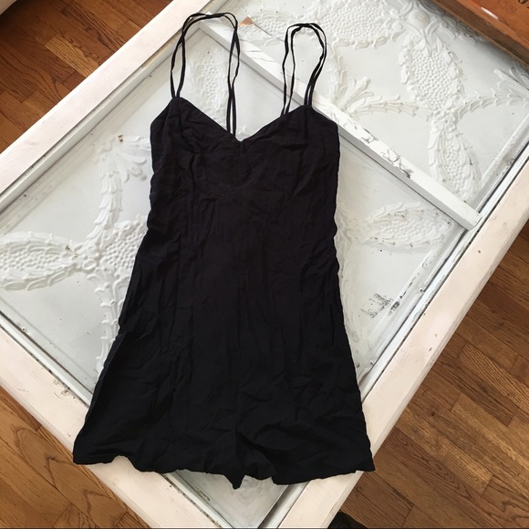 URBAN OUTFITTERS Black tank cross back romper