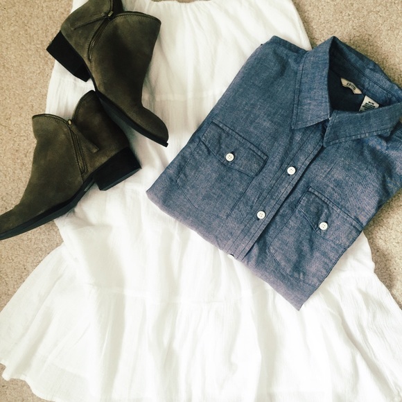 Gauzy White Midi Boho Skirt