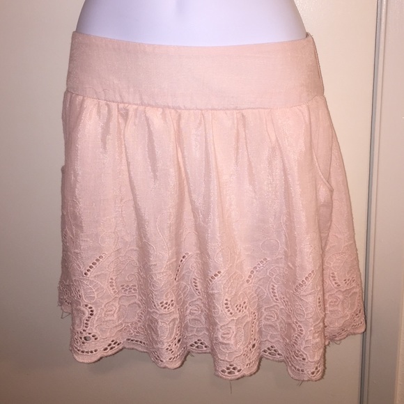 Blush Scalloped Embroidered Eyelet Mini Skirt