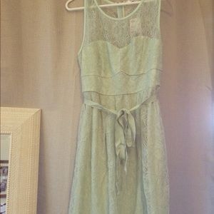 Lace mint green dress.