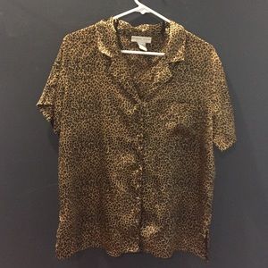 Vtg Silky leopard blouse