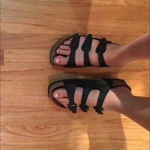 Womens Black Arizona 3-Strap Birkenstocks