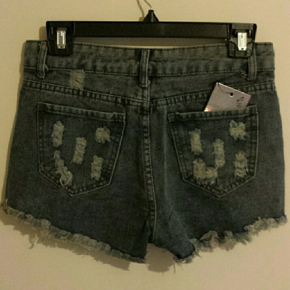 Retro Destroyed High Waist Distressed Denim Shorts - Picture 4 of 4
