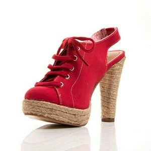 GoMax Red Slingback Lace up Pumps