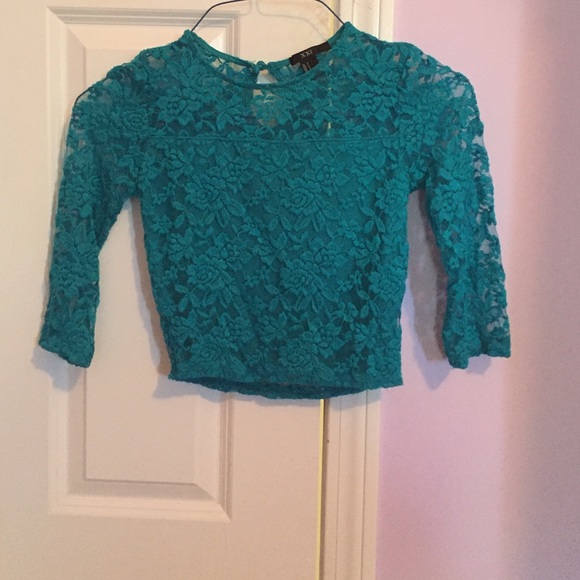 A blue floral crop top