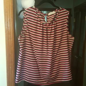 Calvin Klein striped sleeveless blouse L