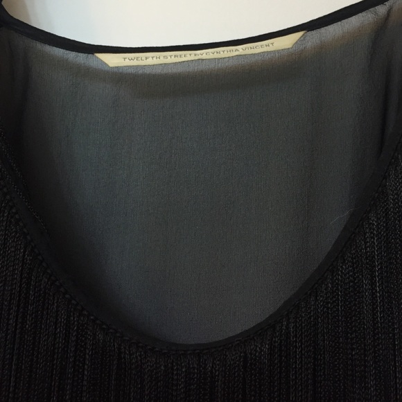 Like New Sheer Silk Fringe Top/Blouse - Picture 7 of 8