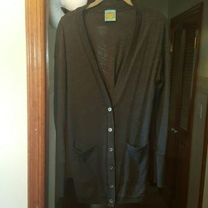 C&C California cardigan charcoal button back M