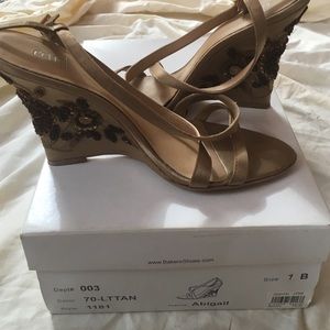 Bakers beaded bronze gold wedges size 7