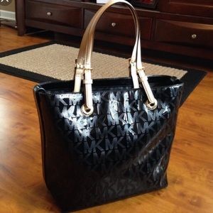 Michael Kors black metallic tote