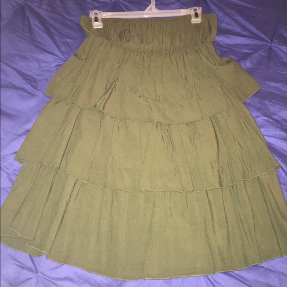 Rue21 Olive Green Ruffle Strapless Dress/Top