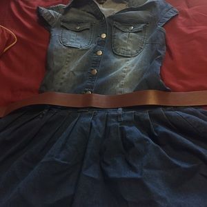 Denim dress with belt