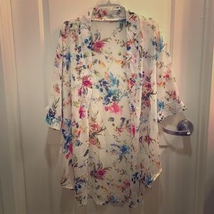 White/ivory floral kimono