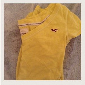 Yellow hollister v neck