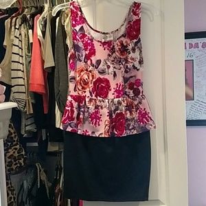 Peplum Floral Dress