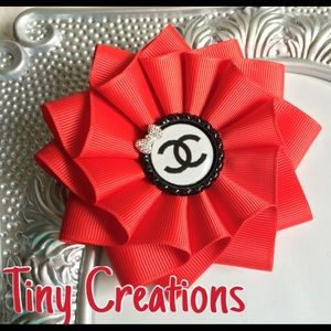 Red flower hair clip