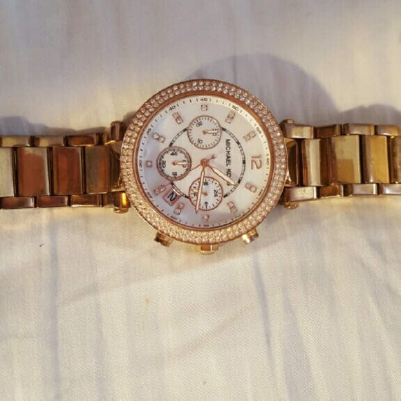 michael kors rose gold parker watch