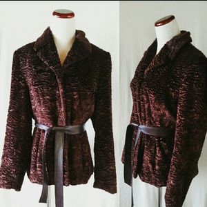 Valerie Stevens Soft Textured Coat w/ Leather Belt