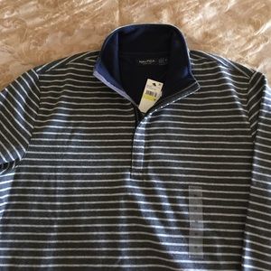 Nauticac 1/4 zip sweatshirt, grey stripe Size M