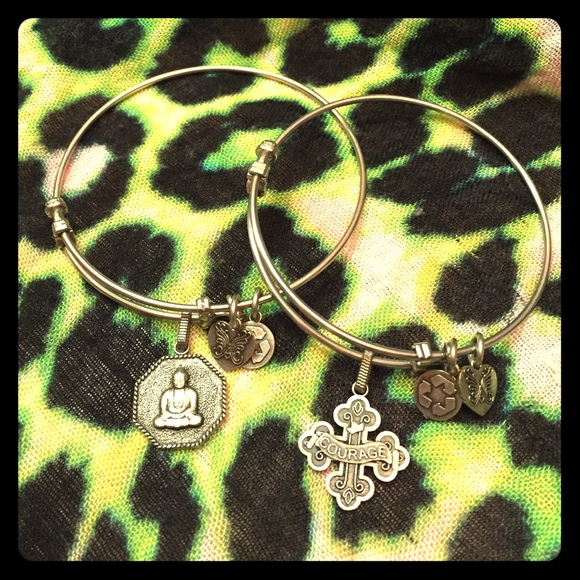 silver bangle bracelets Buddha & Courage - Picture 1 of 4