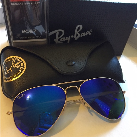 NWT Ray-bans Rb3025 blue mirror 58mm aviators auth main image 3