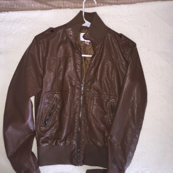 Faux brown leather jacket