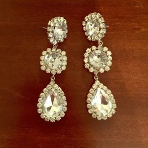 Large Silver Three Tier Chandelier Earrings