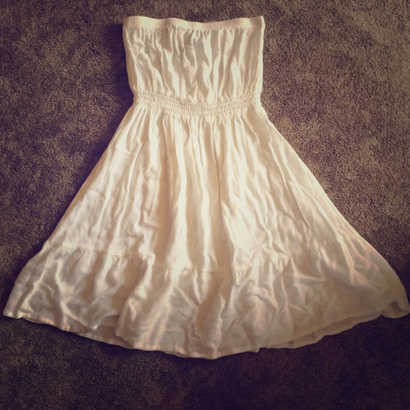 Strapless white summer dress