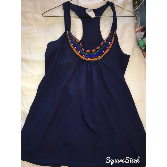 Flowy tank with Aztec beading